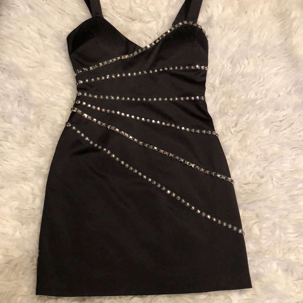 Sexy black dress with studs
